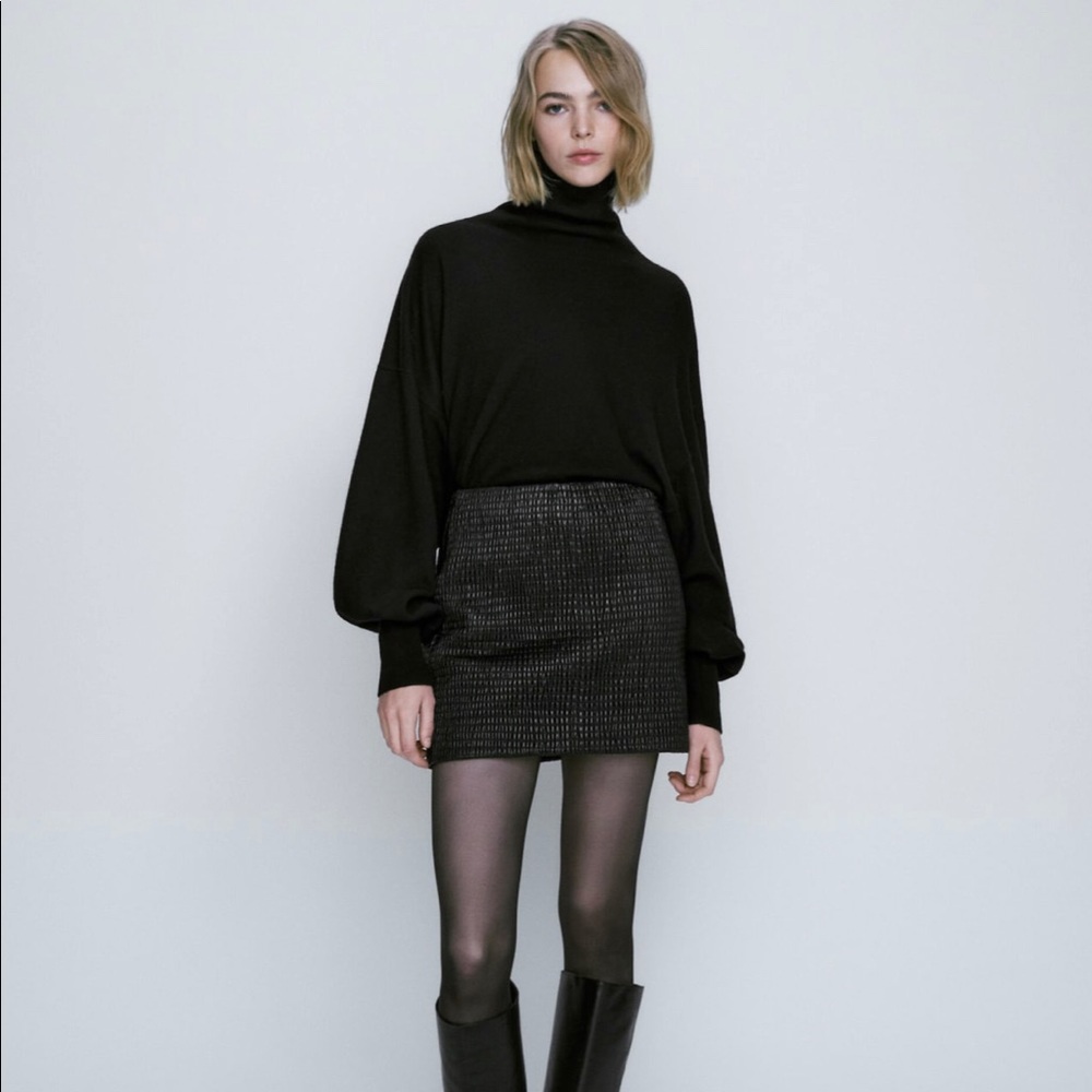 STRETCH NAPPA LEATHER MINI SKIRT